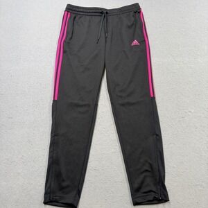 Adidas Track Pants Women's Large Black Pink Trefoil Primegreen Tricot Activewear
